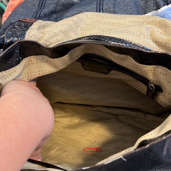 ANNA HINDMARCH FOR TARGET BLACK PAYENT LEATHER BAG PURSE VGUC - Picture 10 of 12